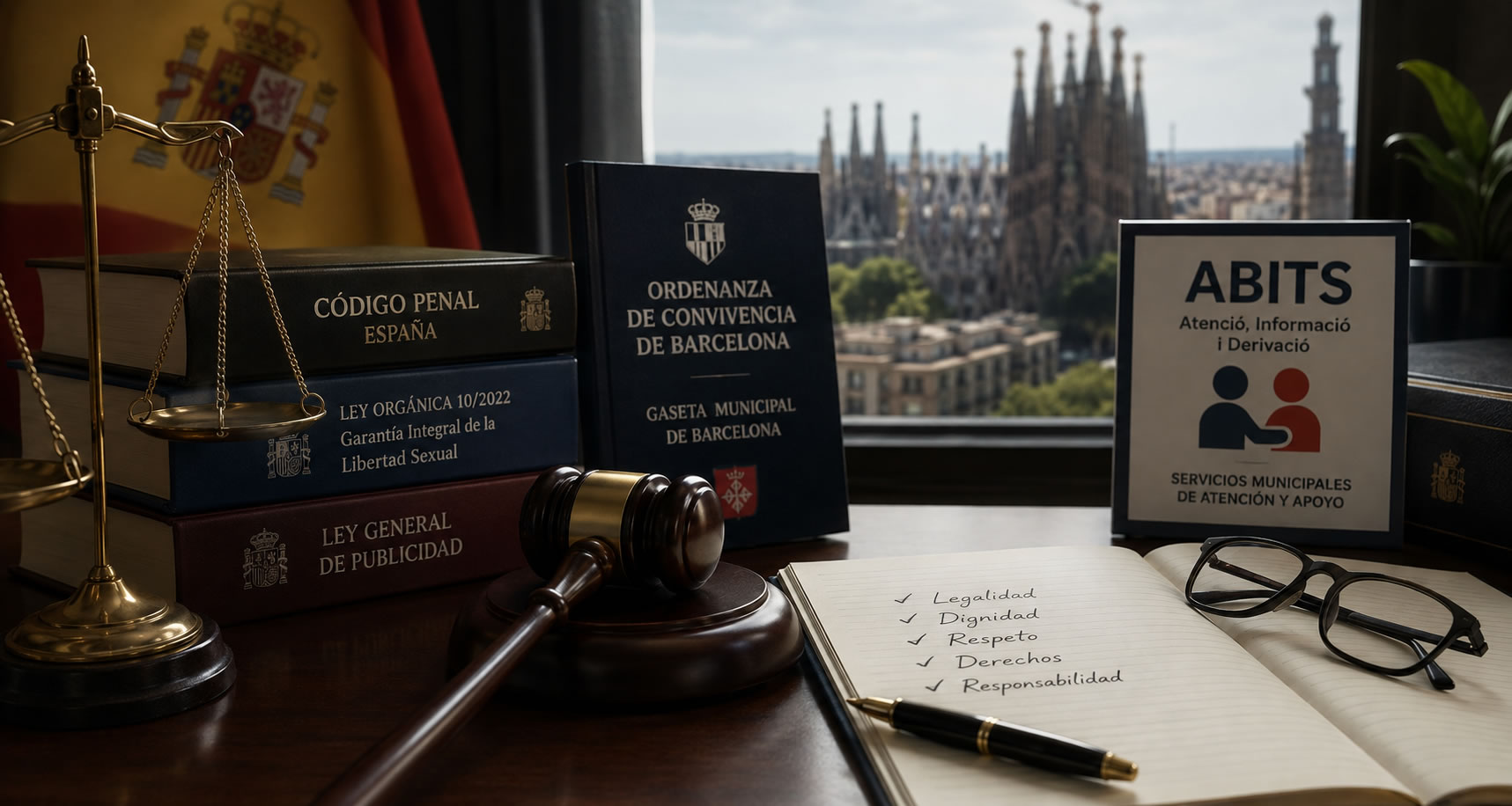 Representação editorial do enquadramento legal aplicável em Barcelona
