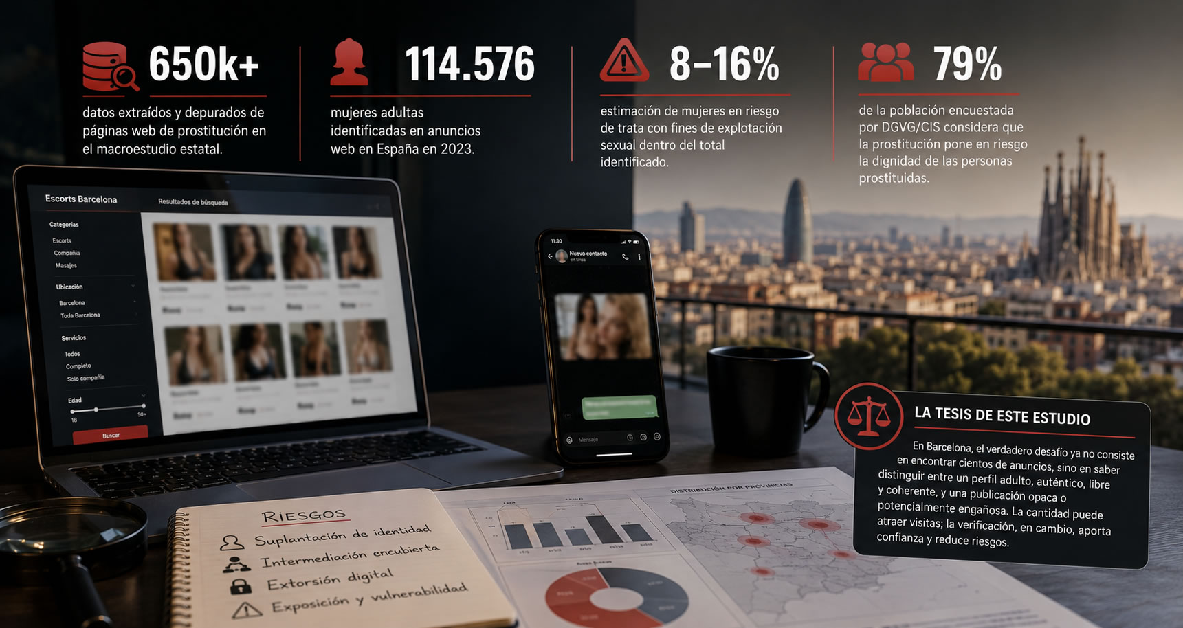Representação do setor digital de acompanhamento adulto em Barcelona